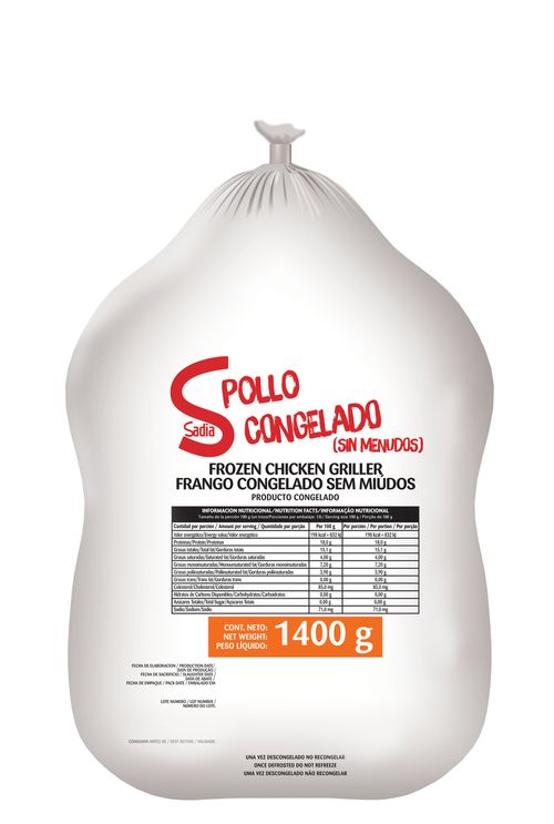 POLLO CONGELADO (SIN MENUDOS) 1400G